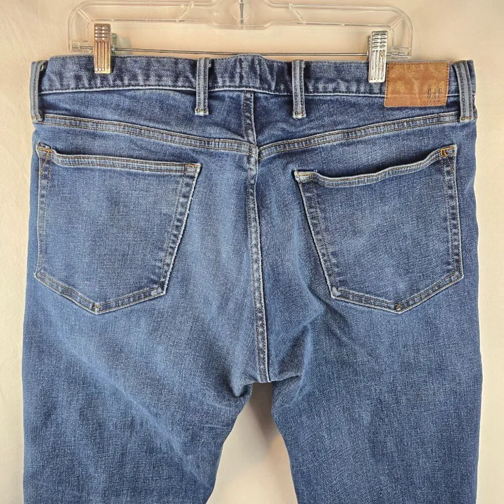 Gap Jeans Mens 36x36 Blue Denim Medium Wash Slim Stretch Skater Rocker Casual